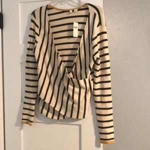 Green and Cream reversible Anthro sweater